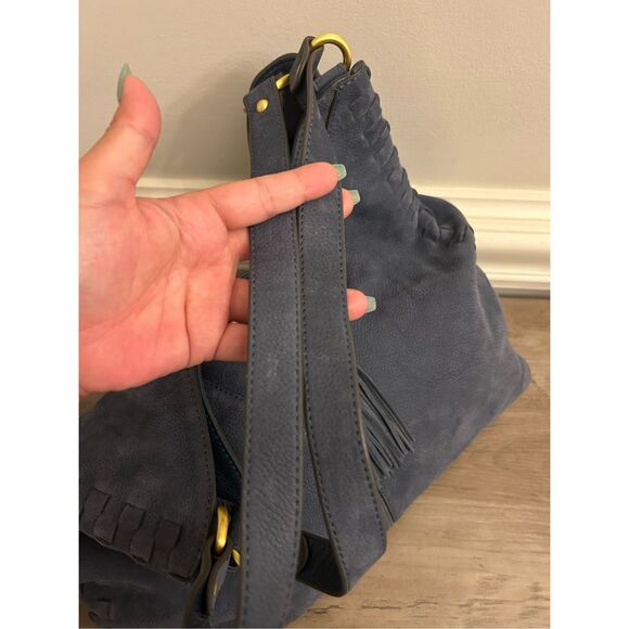 NWOT Nanette Lepore Santa Ana Leather Shoulder Bag Denim Blue Minimalist Quiet l - Picture 8 of 12